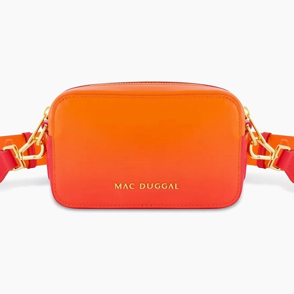 NWT Mac Duggal Leather Orange and Red Ombre Crossbody Bag with Dustbag from Saks - Picture 6 of 7